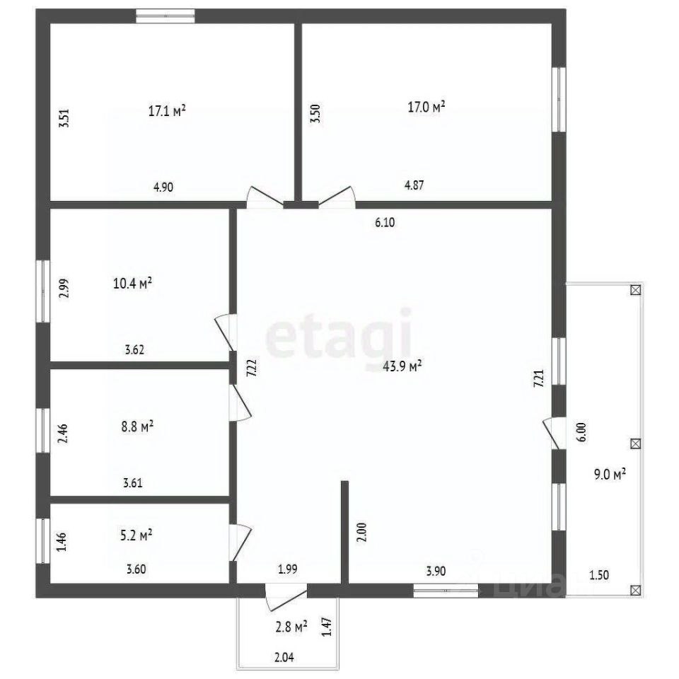 1-этажный дом, 120.7 м², 22.4 сотки