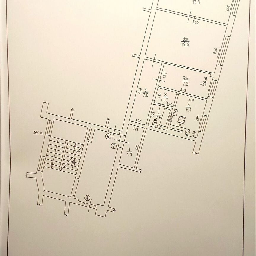 3-комн., 61.6 м², 3/4 этаж