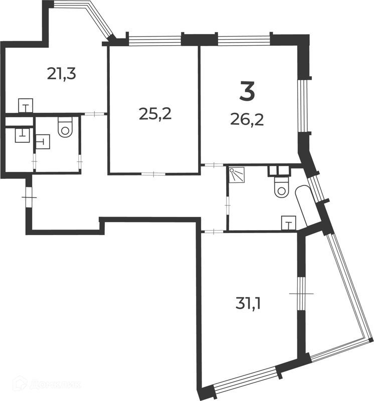 3-комн. квартира, 149.4 м2, 11/24 этаж