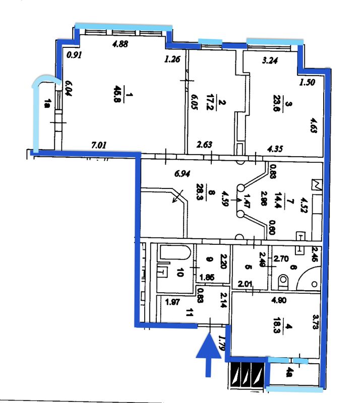 4-комн. квартира, 176 м2, 3/10 этаж