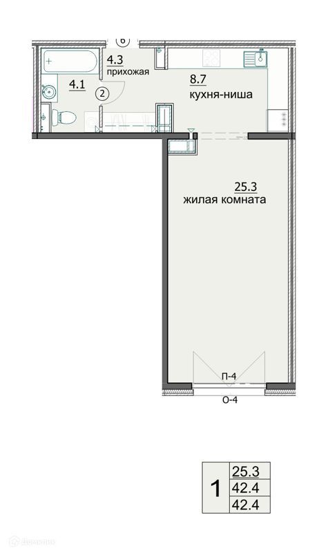 1-комн., 42.4 м², 15/18 этаж