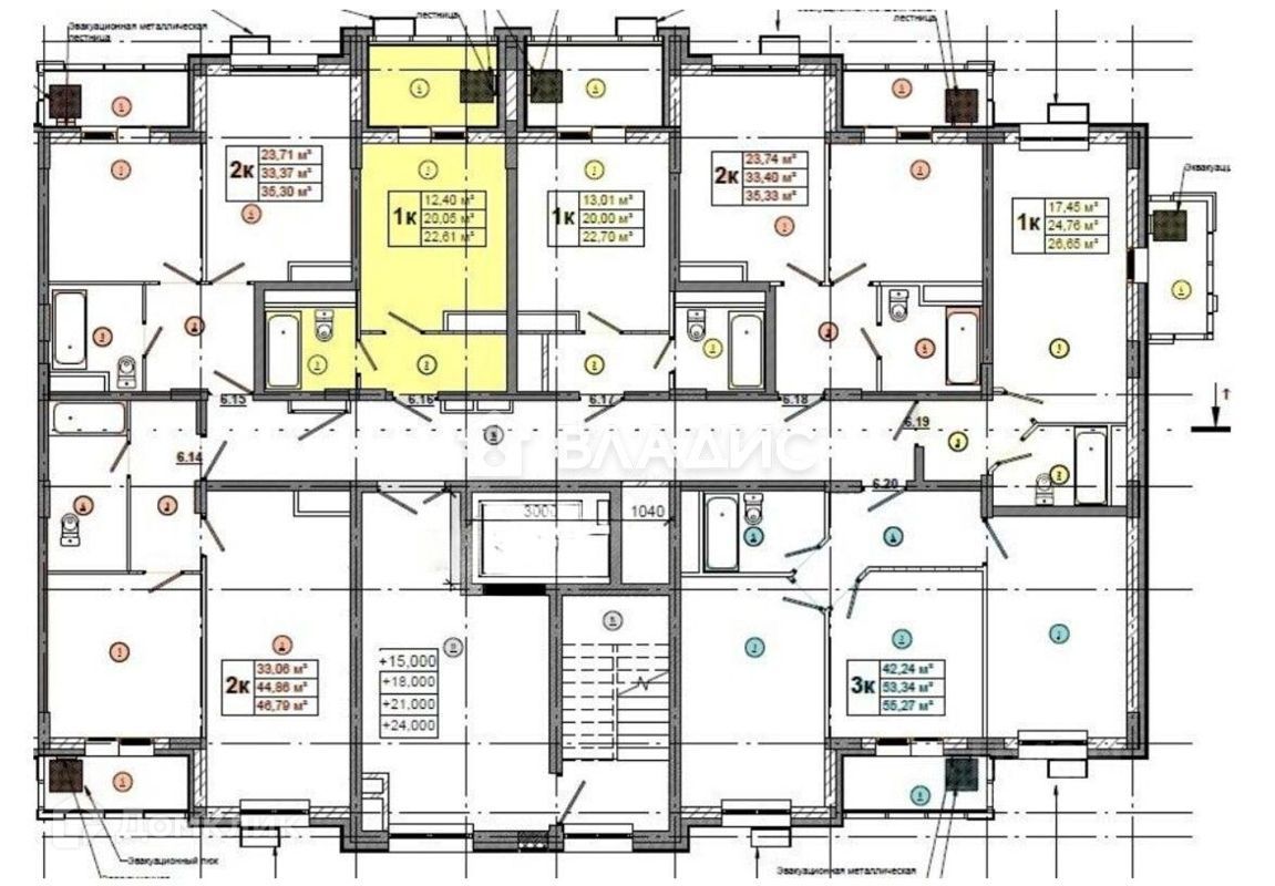 Студия, 22.61 м², 6/9 этаж
