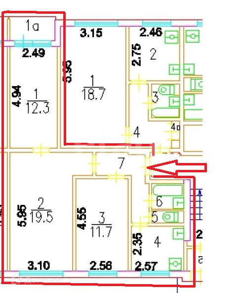 3-комн., 58 м², 8/9 этаж