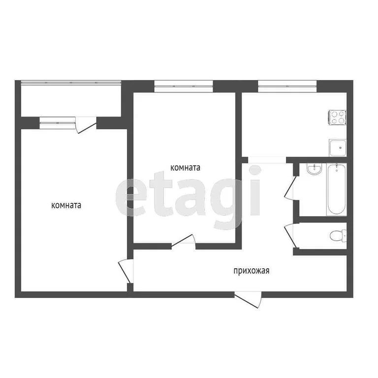 2-комн., 43 м², 5/5 этаж