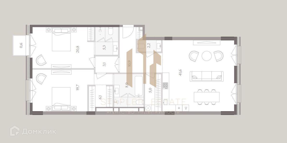 3-комн., 126 м², 5/8 этаж