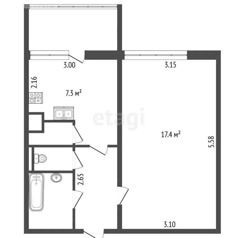 1-комн., 33.5 м², 4/7 этаж