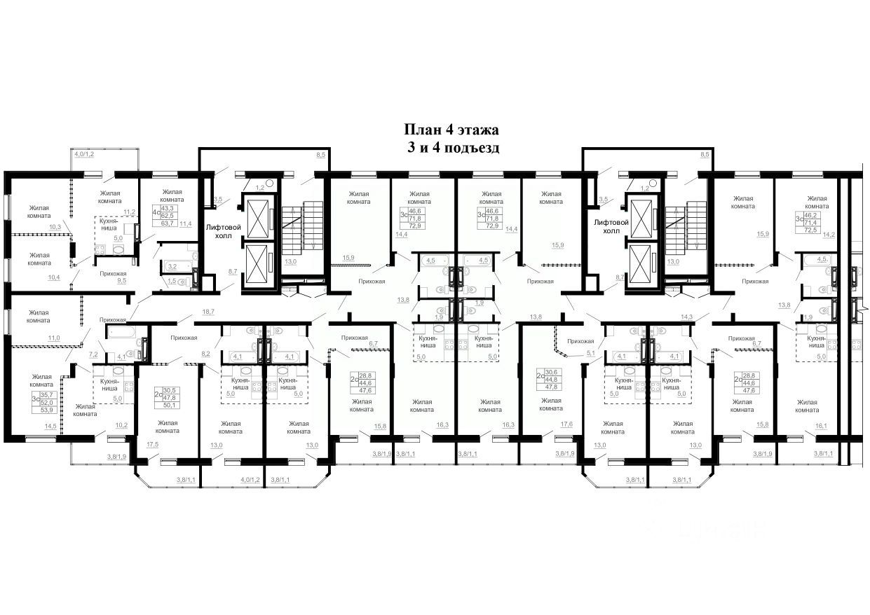 2-комн. квартира, 77.4 м², 4/25 этаж