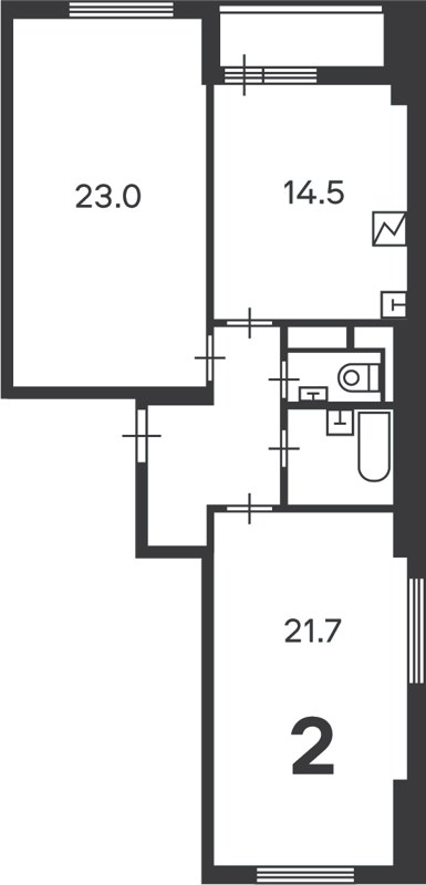 2-комн., 71 м², 2/24 этаж