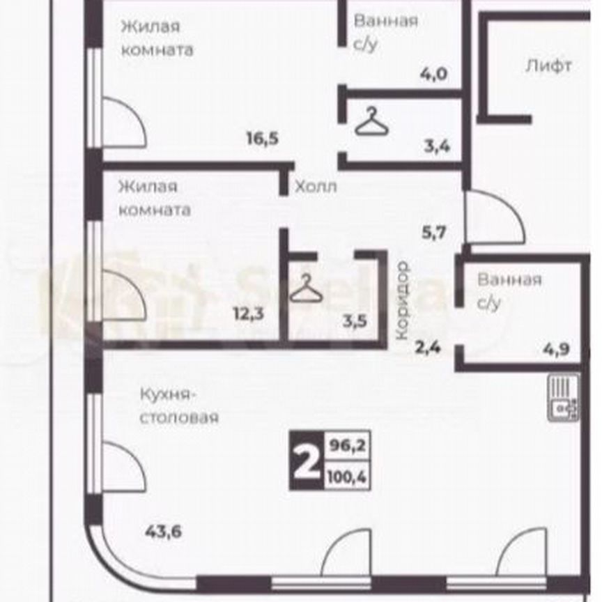 3-комн., 96.2 м², 6/17 этаж