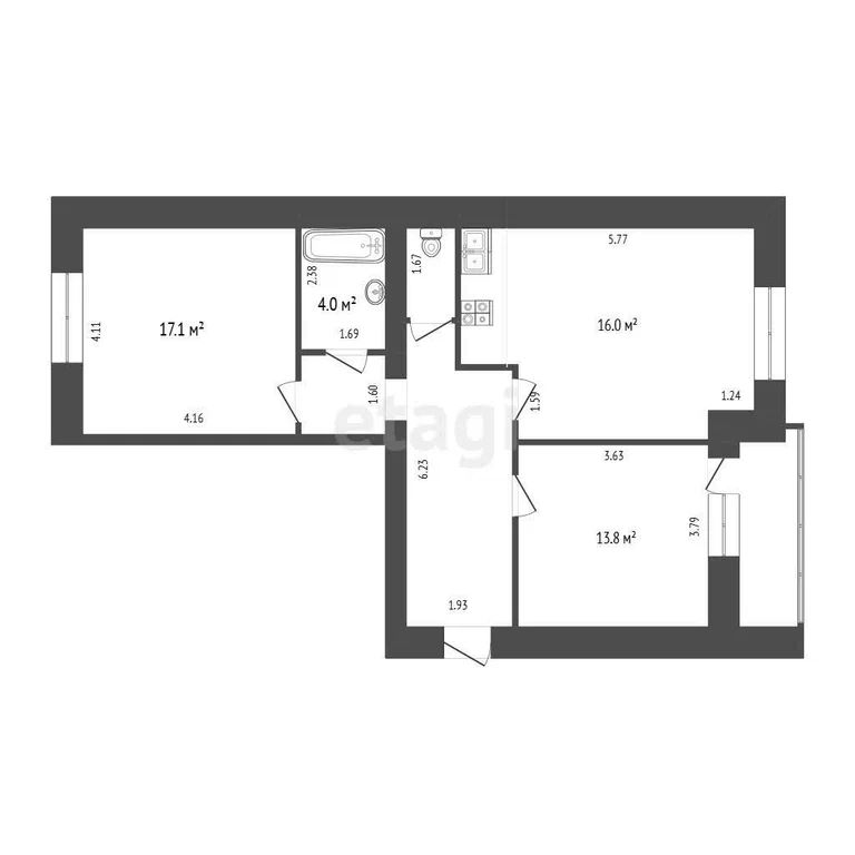 2-комн., 72.2 м², 7/9 этаж