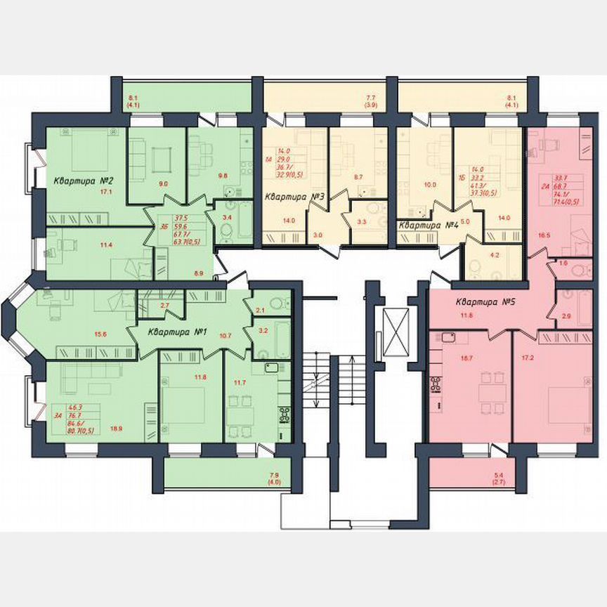 3-комн., 80.7 м², 1/10 этаж