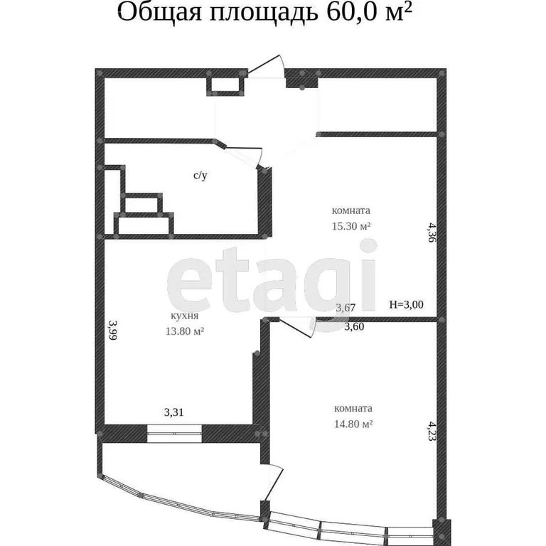 2-комн., 60 м², 17/22 этаж