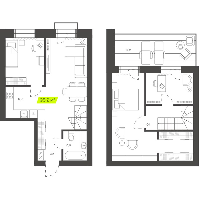 4-комн., 93.2 м², 4/4 этаж