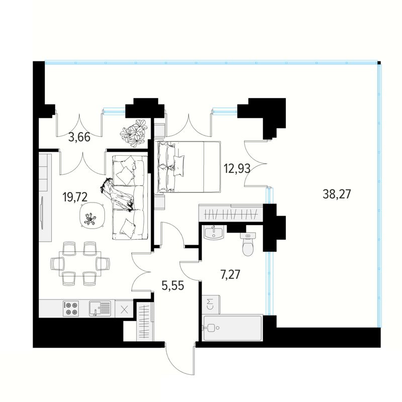 1-комн., 85.58 м², 8/10 этаж