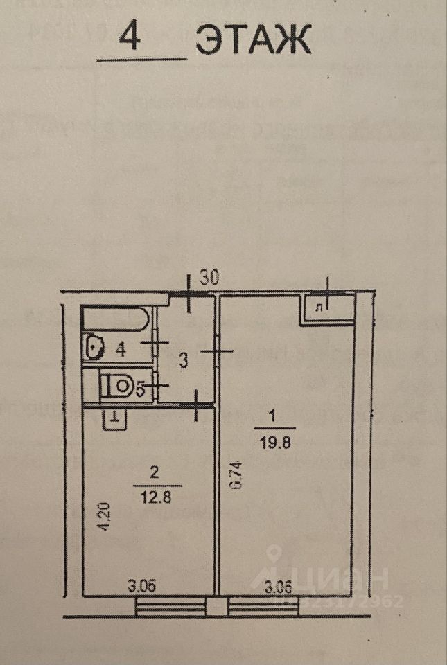 39 м², 4/10 этаж, 2-комн.