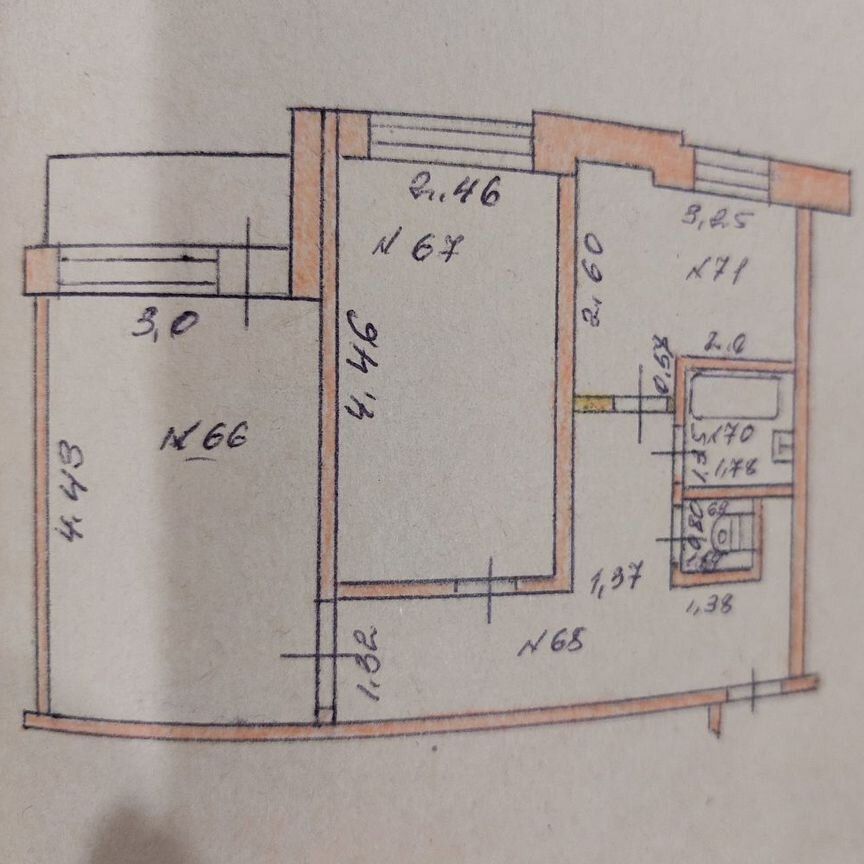 2-комн., 46.5 м², 4/4 этаж