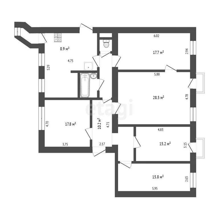 4-комн., 142 м², 5/7 этаж