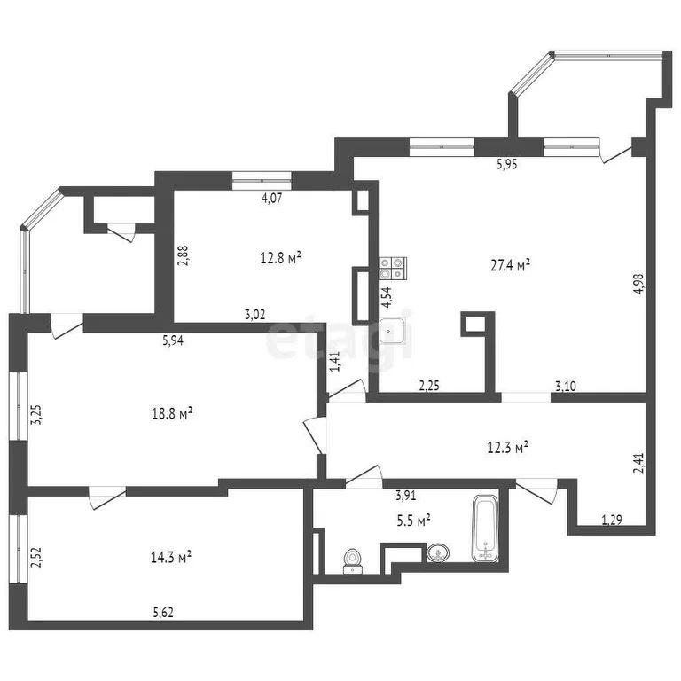 4-комн., 91.2 м², 3/16 этаж