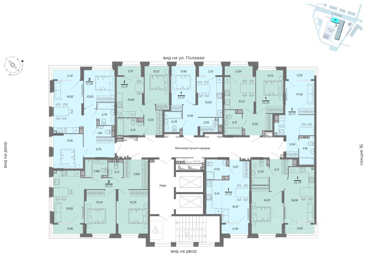 Студия, 26.74 м², 3/23 этаж