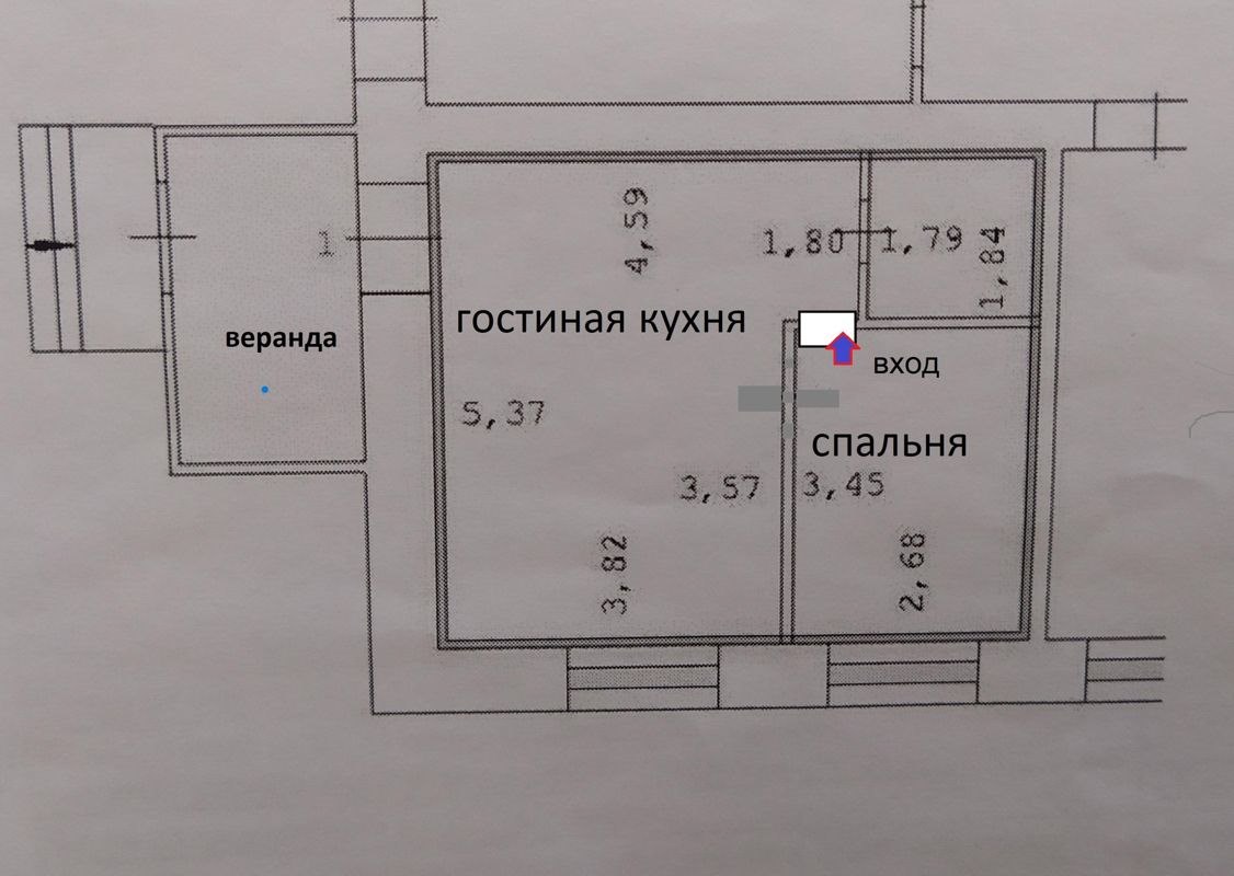 1-комн., 34.4 м², 1/1 этаж