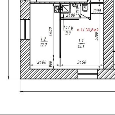 1-комн., 31 м², 1/1 этаж