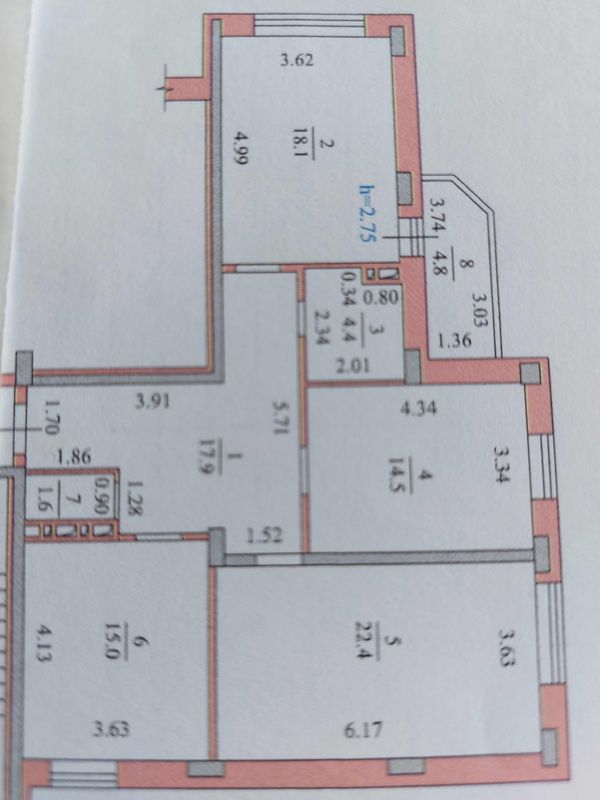 3-комн., 94 м², 5/17 этаж