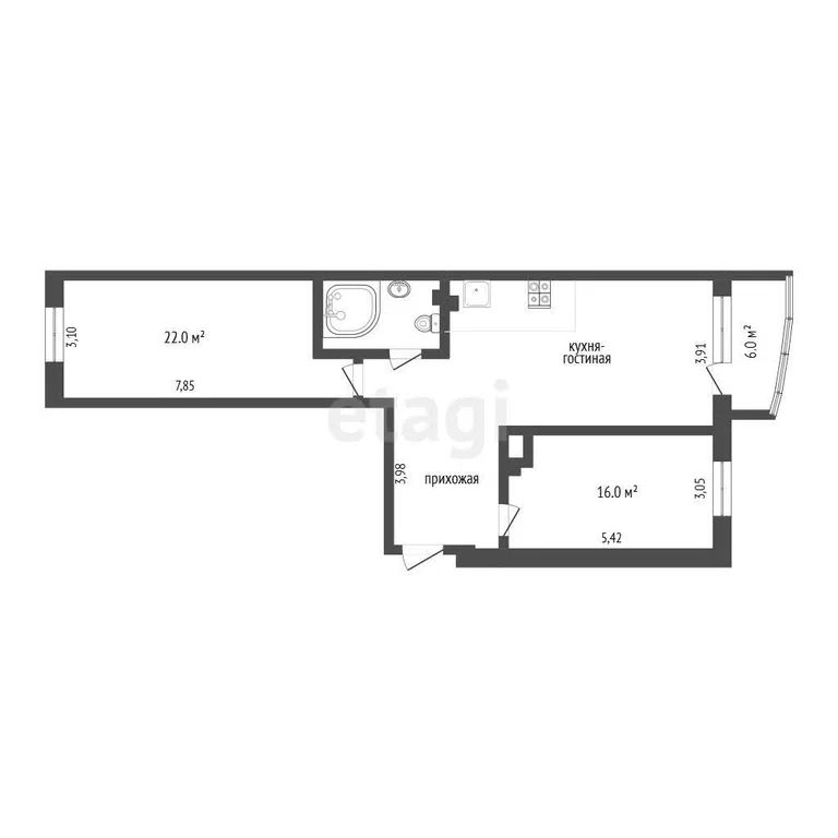 2-комн. квартира, 78.2 м², 8/22 этаж