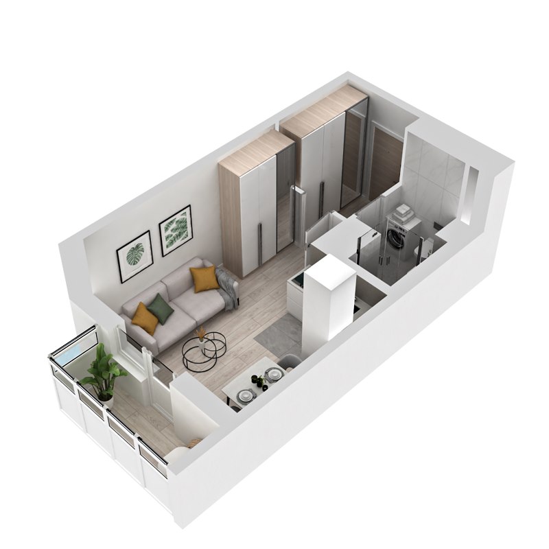 Студия, 21.61 м², 7/18 этаж