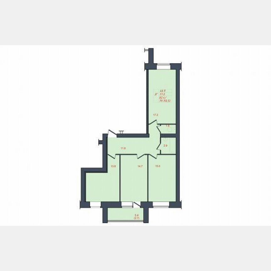 3-комн., 79.7 м², 5/10 этаж