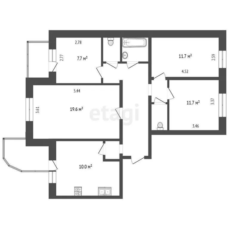 4-комн., 84.9 м², 2/9 этаж