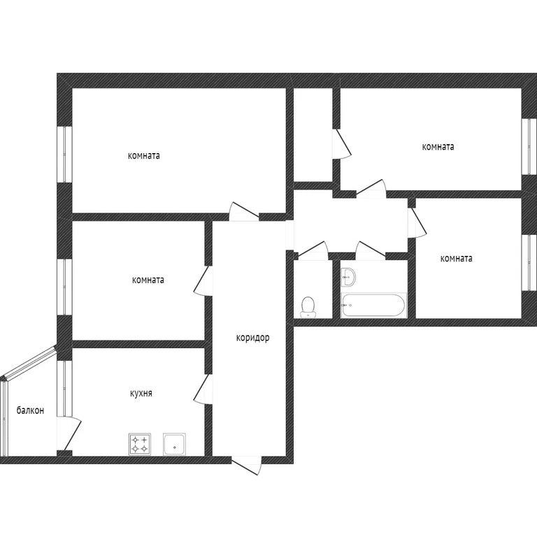 4-комн., 88 м², 5/5 этаж