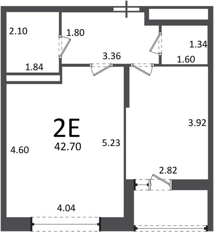 2-комн., 42.7 м², 15/17 этаж