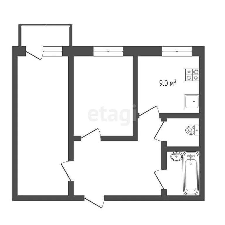2-комн., 48 м², 5/9 этаж