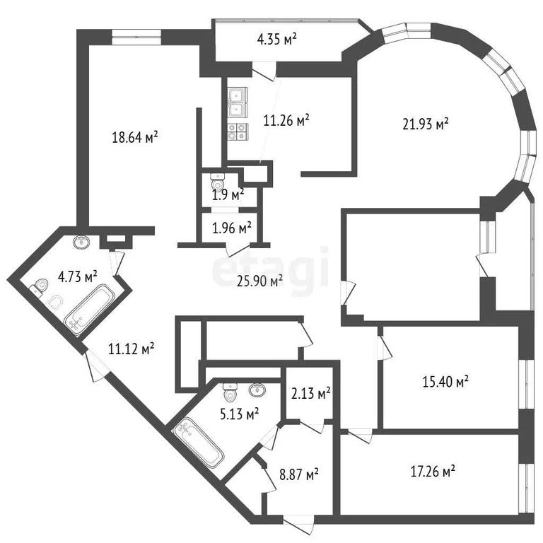 4-комн. квартира, 124 м², 4/20 этаж