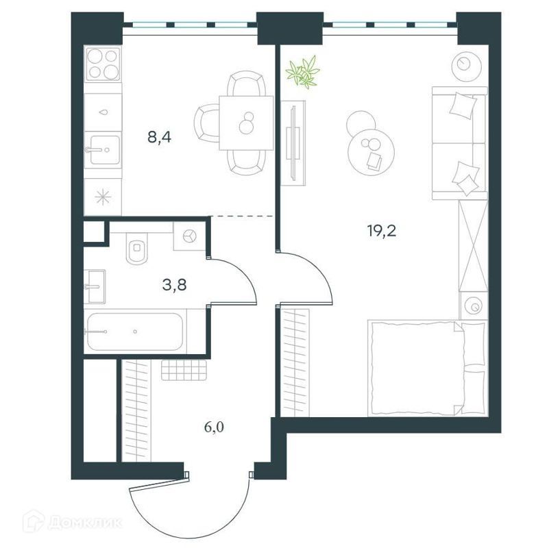 1-комн., 37.4 м², 40/47 этаж