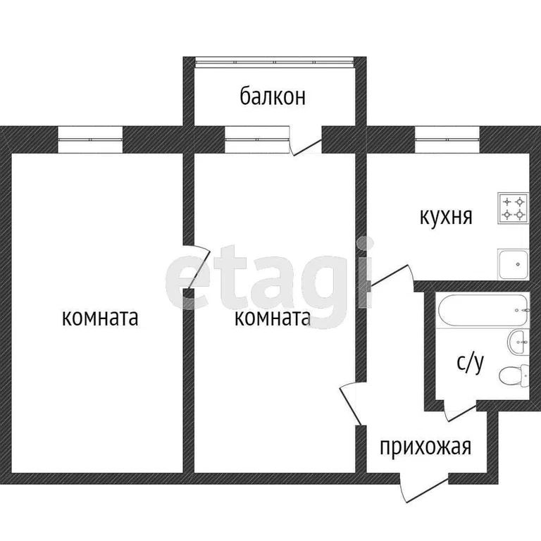 2-комн., 43.7 м², 4/5 этаж