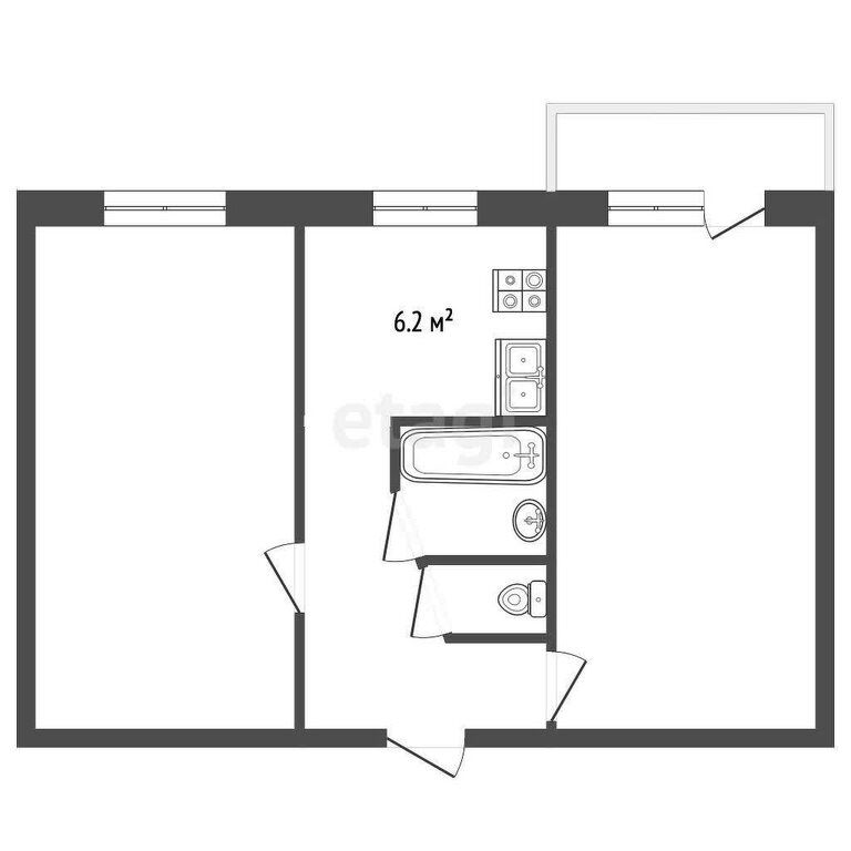 2-комн., 44.9 м², 5/5 этаж