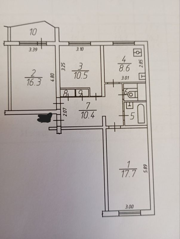 3-комн., 68.5 м², 11/12 этаж