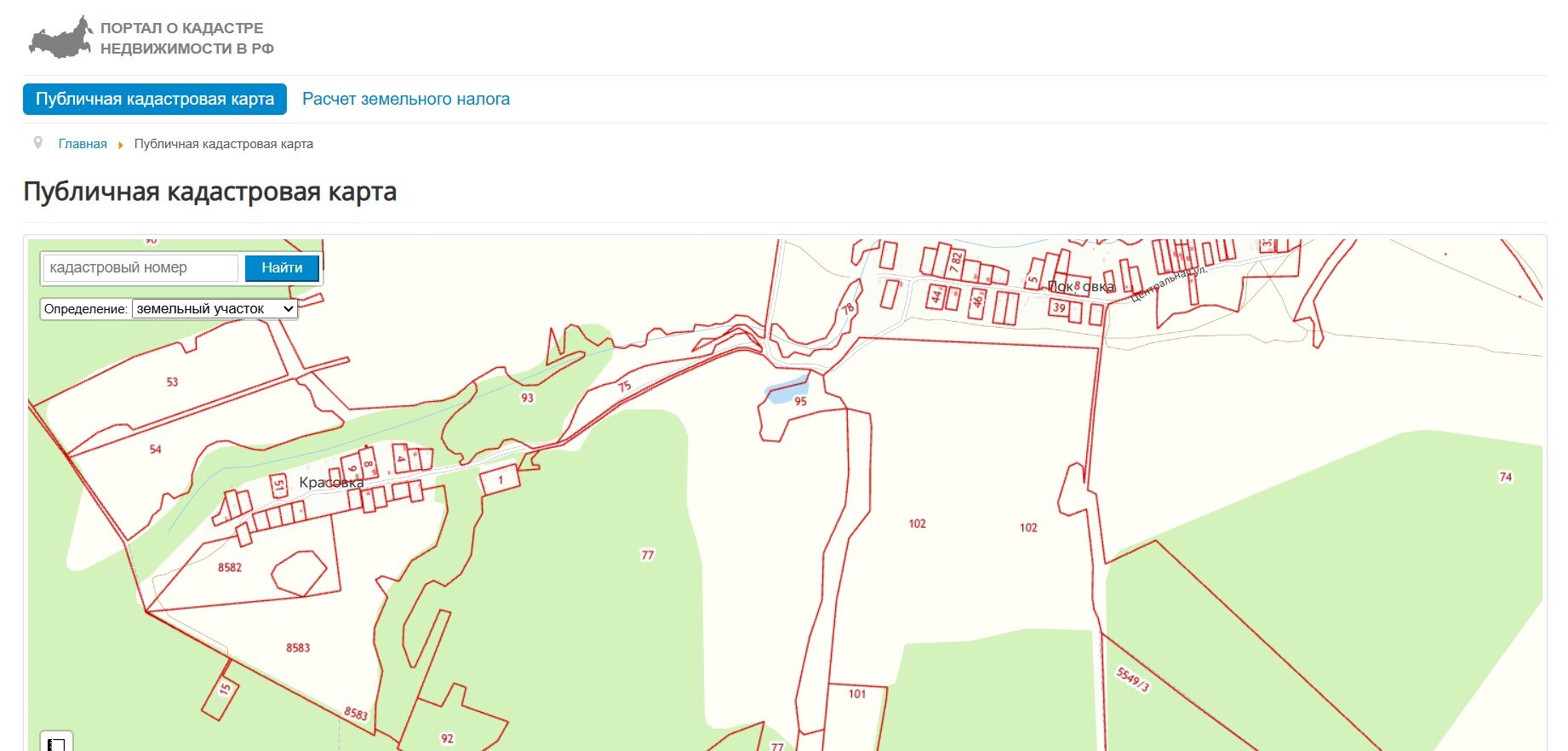 Данные публичной карты могут быть неактуальными. Скрин: ik1map.roscadastres.com