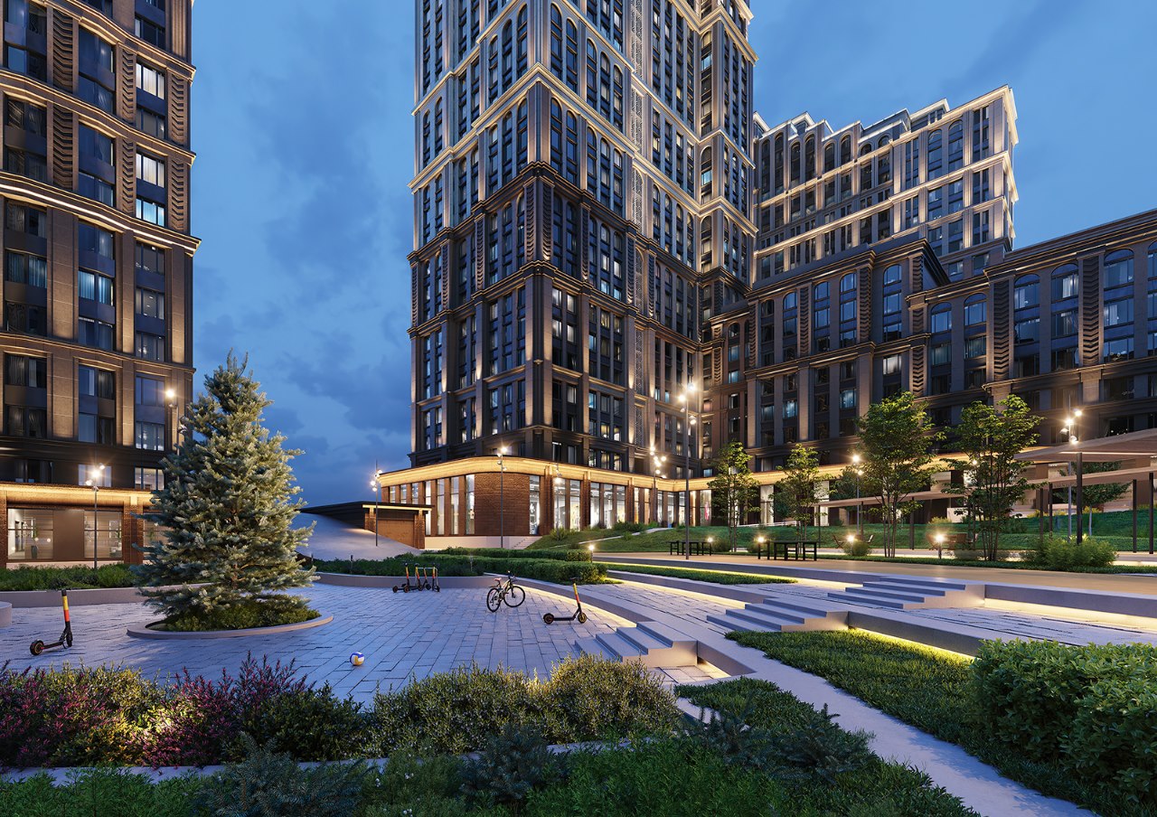 Благоустройство территории ЖК «Сезар Сити». Рендер: Sezar Group